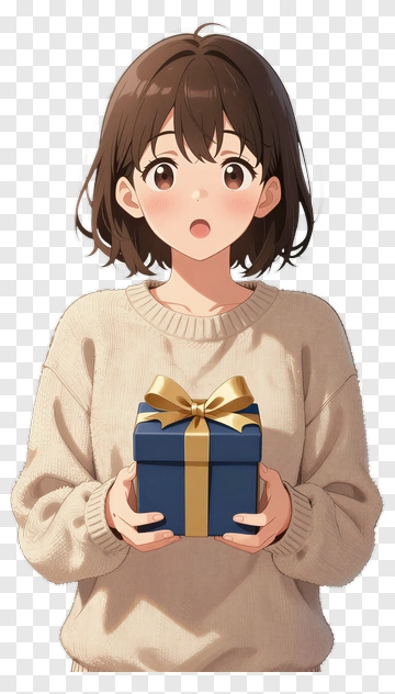 Girl Holding A Gift Box PNG