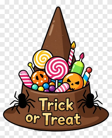 Halloween Candy Bucket With Trick Or Treat Theme PNG