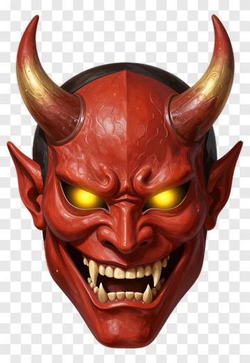 Cartoon Demon Mask With Yellow Eyes PNG