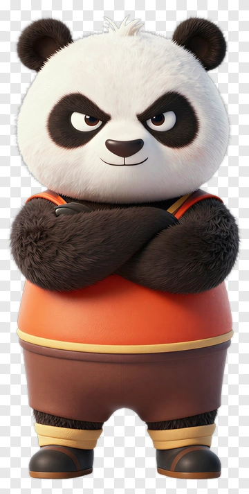 3D Panda Character With Crossed Arms PNG