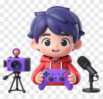 3D Gamer Holding A Purple Game Controller PNG