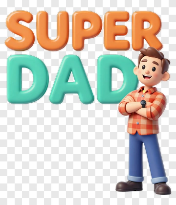 Cartoon Super Dad Character PNG