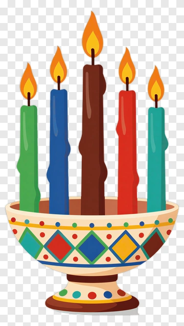 Colorful Menorah With Candles PNG
