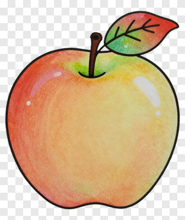 Colorful Apple With Leaf PNG