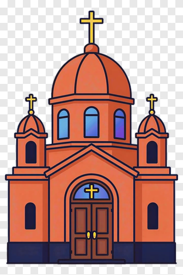 Cartoon Church With Crosses PNG