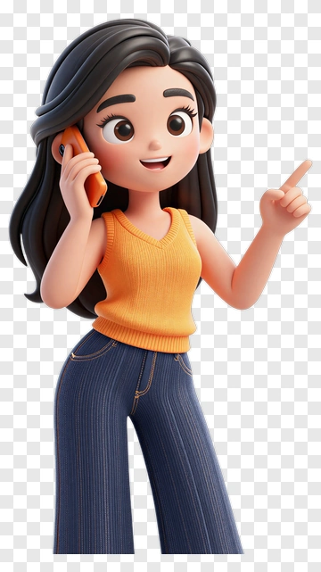 3D Cartoon Woman Talking On The Phone PNG