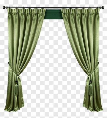 Green Satin Curtains PNG