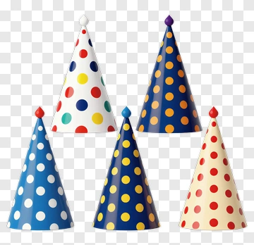 Colorful Party Hats With Polka Dots PNG