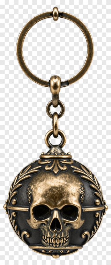 Skull Keychain Pendant With Decorative Design PNG