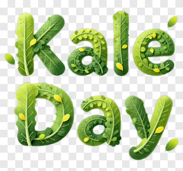 Kale Day Text With Leaf Design PNG