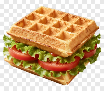 Waffle Sandwich With Lettuce And Tomato PNG