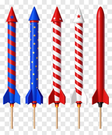 Colorful Fireworks Rockets PNG