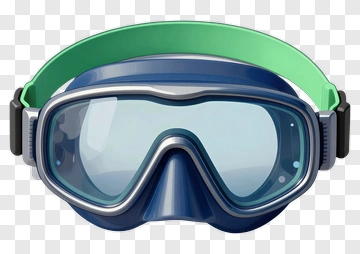 Diving Mask With Green Strap PNG