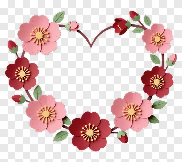 Flower Wreath In Heart Shape PNG