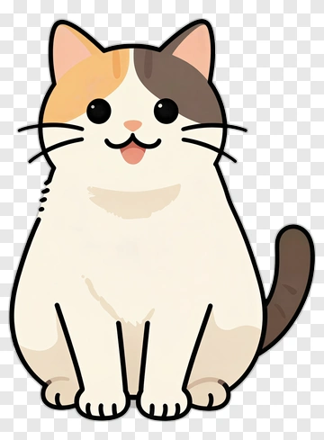 Cartoon Cat Sitting Happily PNG
