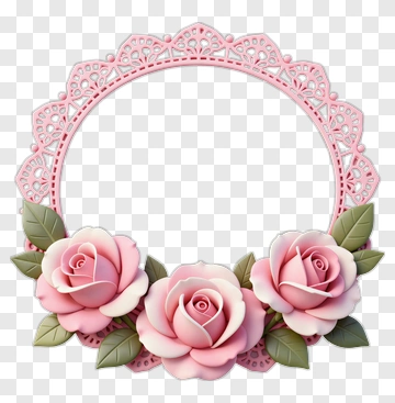 Pink Rose Floral Frame PNG