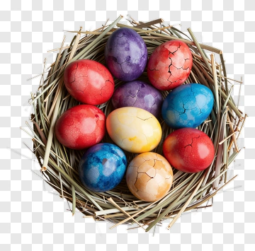Colorful Easter Eggs In A Nest PNG