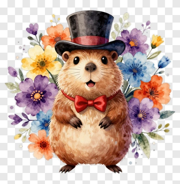 Cartoon Groundhog Wearing A Top Hat PNG