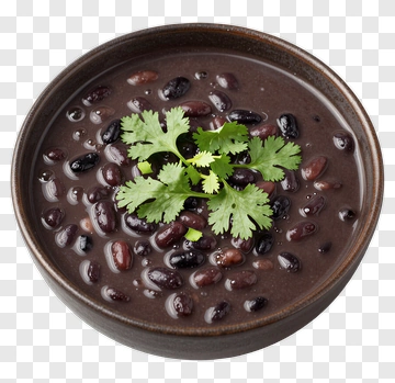 Bowl Of Black Bean Soup With Cilantro PNG