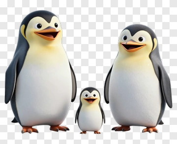 Cartoon Penguins Family PNG