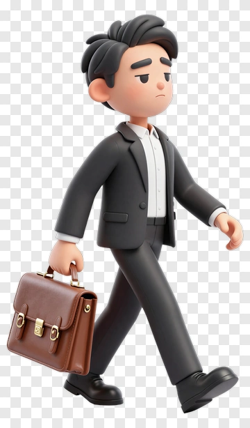 3D Businessman Walking With Briefcase PNG