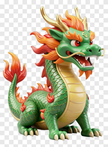 3D Dragon Sculpture PNG
