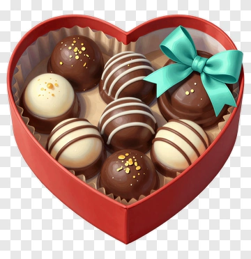 Heart-Shaped Candy Box With Chocolates PNG