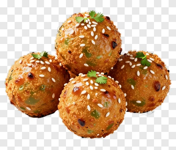 Fried Snack Balls With Sesame And Cilantro PNG