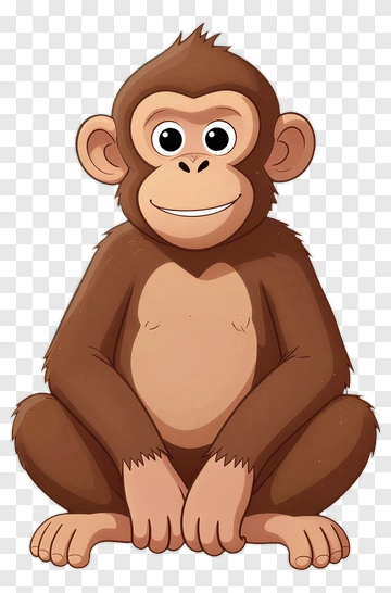 Cartoon Monkey Sitting With A Smile PNG