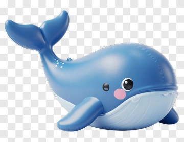 Cartoon Blue Whale Toy PNG