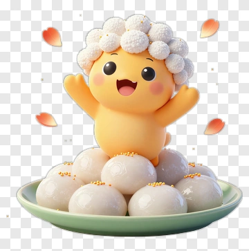 Cute Cartoon Character With Rice Balls PNG