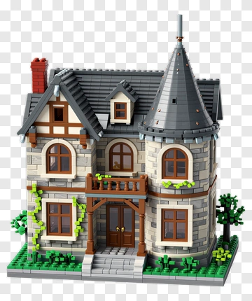 Detailed Lego Mansion Model PNG
