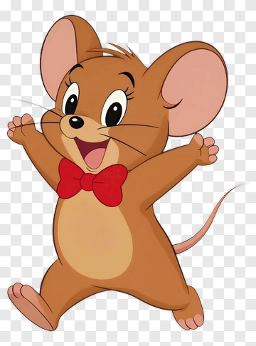 Cartoon Mouse With A Red Bow Tie PNG