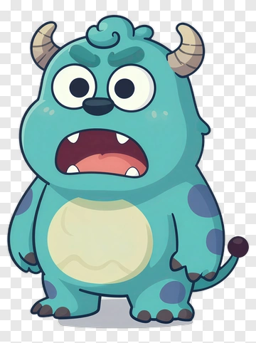 Cartoon Monster With Blue Skin And Horns PNG