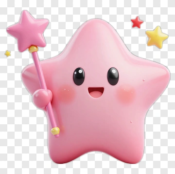 Cartoon Star Character Holding A Magic Wand PNG