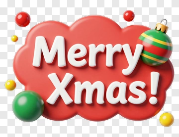 Merry Xmas Greeting With Colorful Ornaments PNG