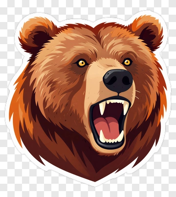Angry Bear Head Illustration PNG