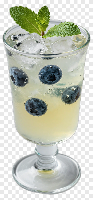 Refreshing Beverage With Blueberries And Mint PNG