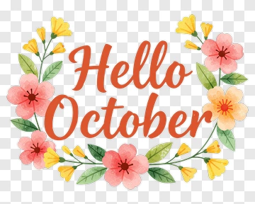 Hello October Floral Wreath PNG