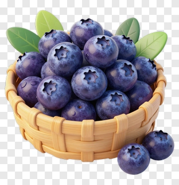 Basket Of Fresh Blueberries PNG