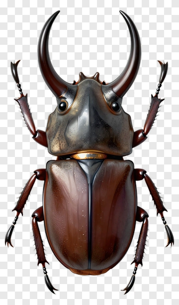 Realistic Beetle With Horns PNG