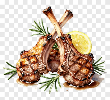 Grilled Lamb Chops With Lemon And Rosemary PNG