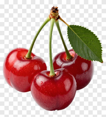 Fresh Red Cherries With Leaf PNG