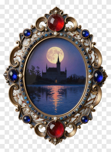 Castle Reflection Under A Full Moon PNG