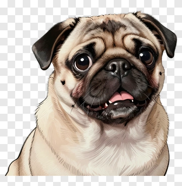 Cartoon Pug With A Happy Expression PNG
