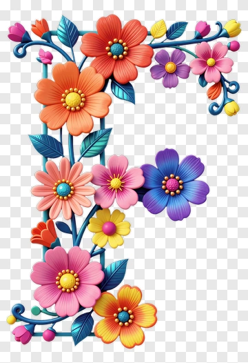 Colorful Floral Letter F PNG