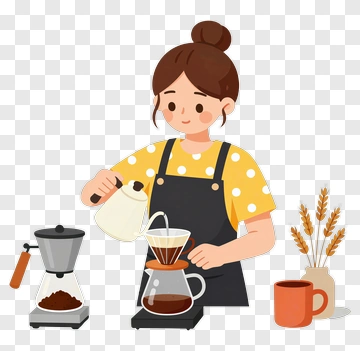 Woman Brewing Coffee With Pour-Over Method PNG