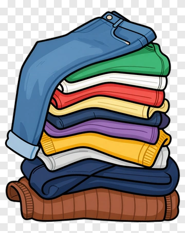 Stack Of Colorful Sweaters And Jeans PNG