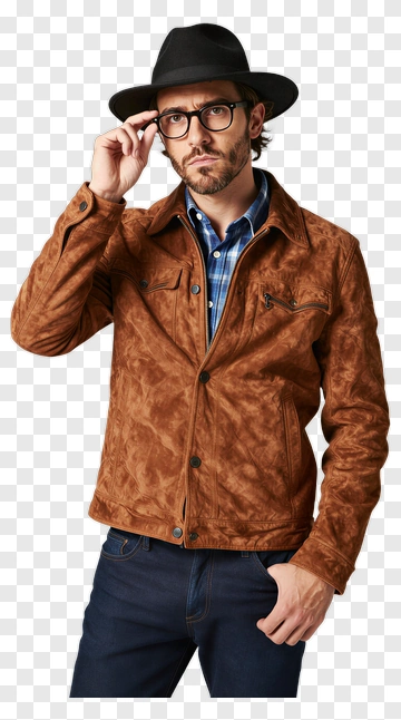 Man In Brown Jacket And Hat PNG