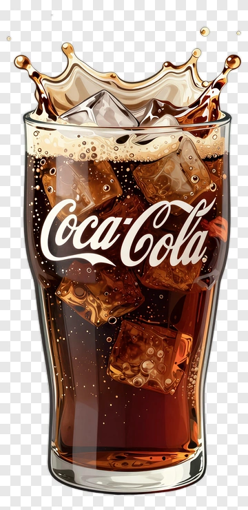 Coca-Cola Glass With Ice And Splash PNG